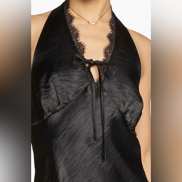 Know One Cares Other - NWT Know One Cares Elegant Black Halter Satin Mini Dress Sz S